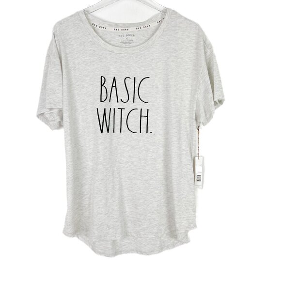 Rae Dunn Tops - NWT Rae Dunn Basic Witch Short Sleeve T-Shirt Tee Halloween Gray Size XL NEW